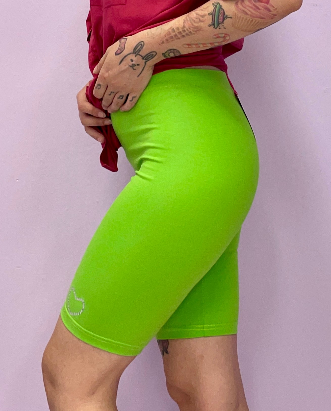 Lime green biker shorts