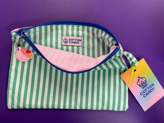 Striped green-pink pouch