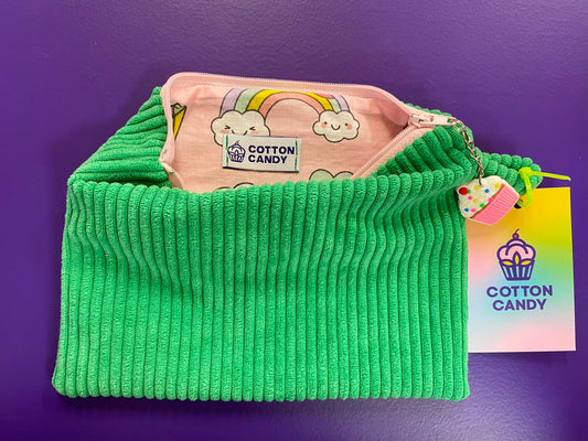 Green corduroy pouch