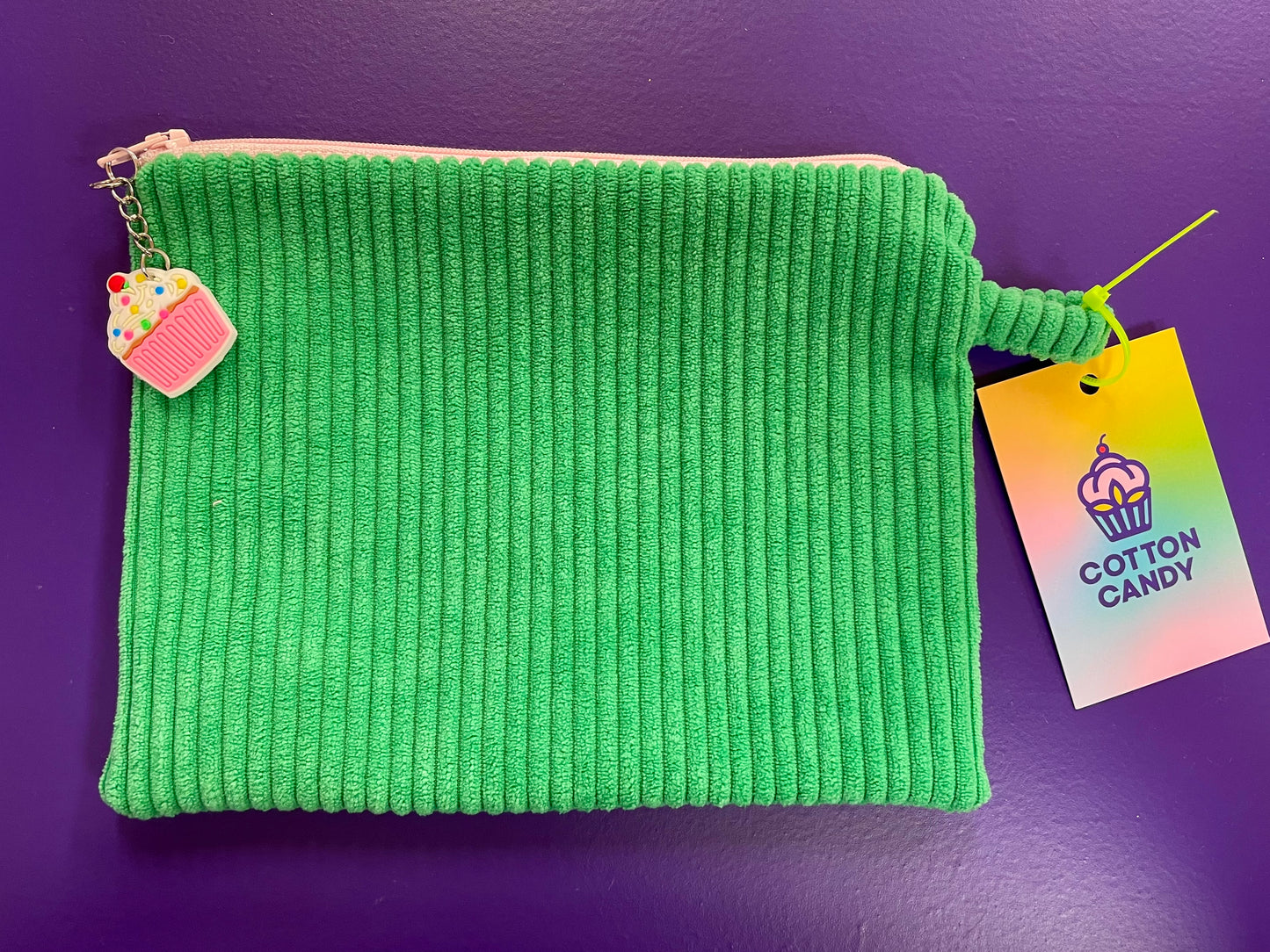Green corduroy pouch