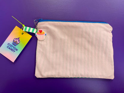 Striped green-pink pouch