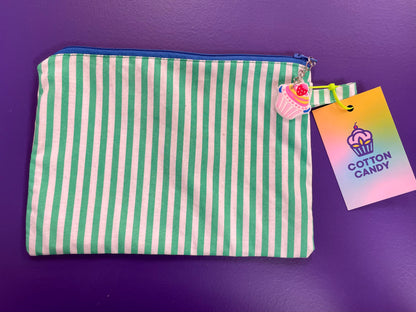 Striped green-pink pouch